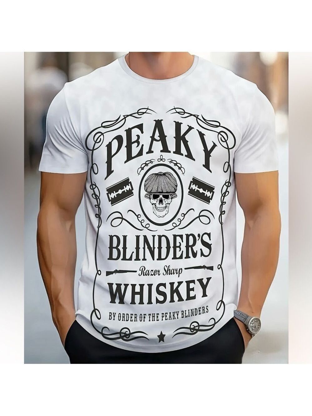 Peaky Blinders Whiskey Graphic Men’s Oversized T-shirt Tee XXL